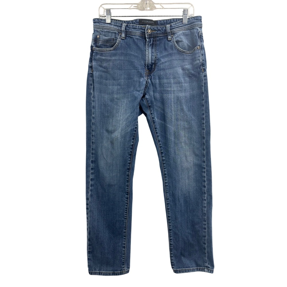 LIVERPOOL JEANS COMPANY Mens Jeans Size 33X33 Straight Fit Dark Wash Denim